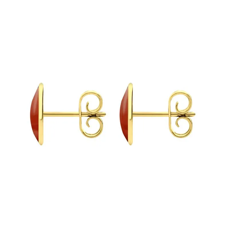 9ct Yellow Gold Carnelian 8 x 10mm Classic Large Oval Stud Earrings