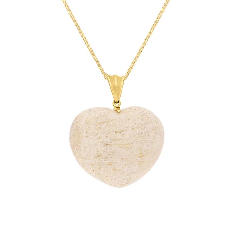 9ct Yellow Gold Coquina Large Heart Ribbon Bail Pendant Necklace