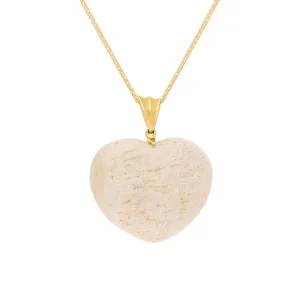 9ct Yellow Gold Coquina Large Heart Ribbon Bail Pendant Necklace