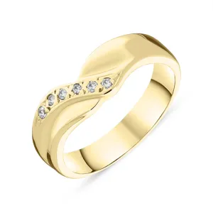 9ct Yellow Gold Diamond Brilliant Cut V Shaped Ring