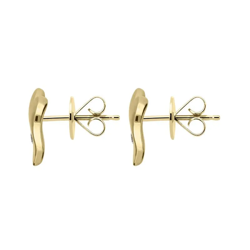 9ct Yellow Gold Diamond Heart Stud Earrings