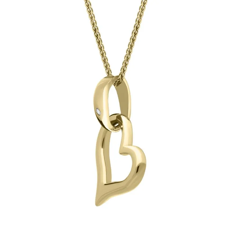 9ct Yellow Gold Diamond Open Heart Necklace