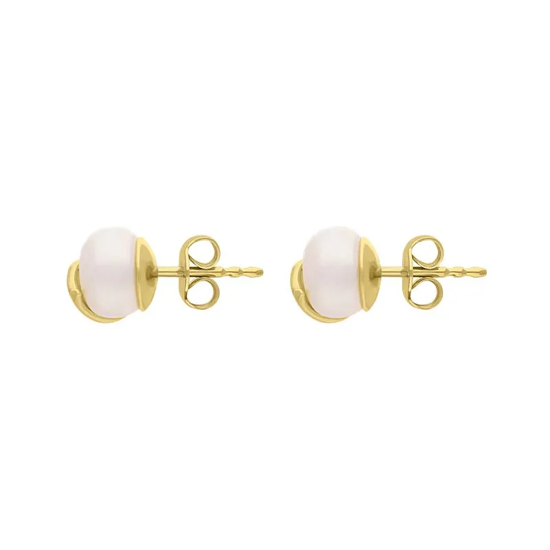 9ct Yellow Gold Freshwater Pearl Encased Stud Earrings