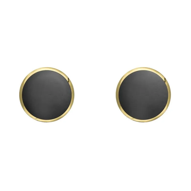 9ct Yellow Gold Hematite 5mm Classic Small Round Stud Earrings