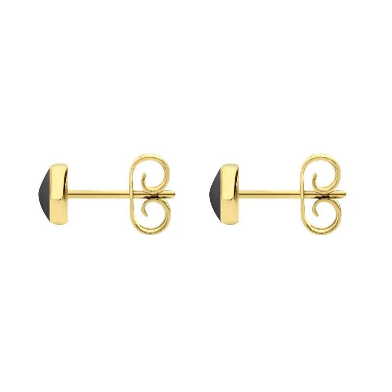 9ct Yellow Gold Hematite 5mm Classic Small Round Stud Earrings