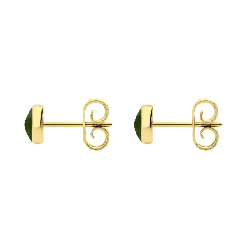 9ct Yellow Gold Jade 5mm Classic Small Round Stud Earrings
