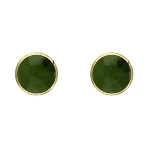 9ct Yellow Gold Jade 5mm Classic Small Round Stud Earrings