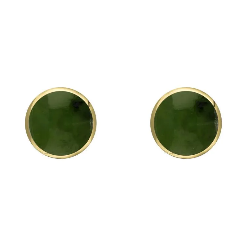 9ct Yellow Gold Jade 5mm Classic Small Round Stud Earrings