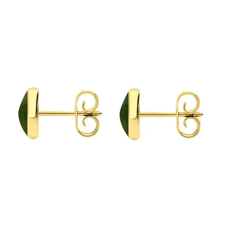 9ct Yellow Gold Jade 6mm Classic Medium Round Stud Earrings