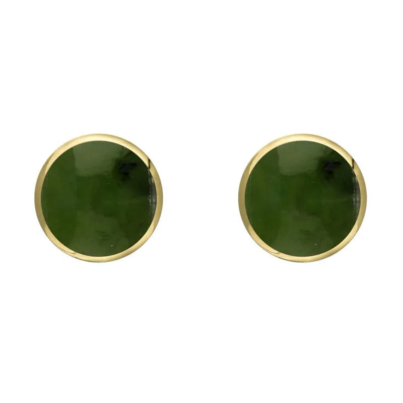 9ct Yellow Gold Jade 6mm Classic Medium Round Stud Earrings