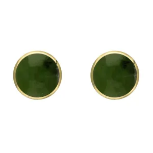 9ct Yellow Gold Jade 6mm Classic Medium Round Stud Earrings