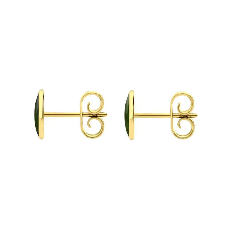 9ct Yellow Gold Jade 7 x 5mm Classic Small Oval Stud Earrings