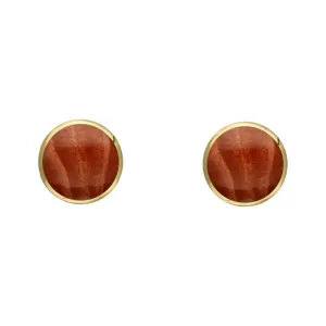 9ct Yellow Gold Jasper 4mm Classic Small Round Stud Earrings