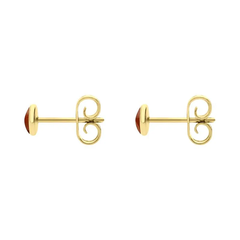 9ct Yellow Gold Jasper 4mm Classic Small Round Stud Earrings