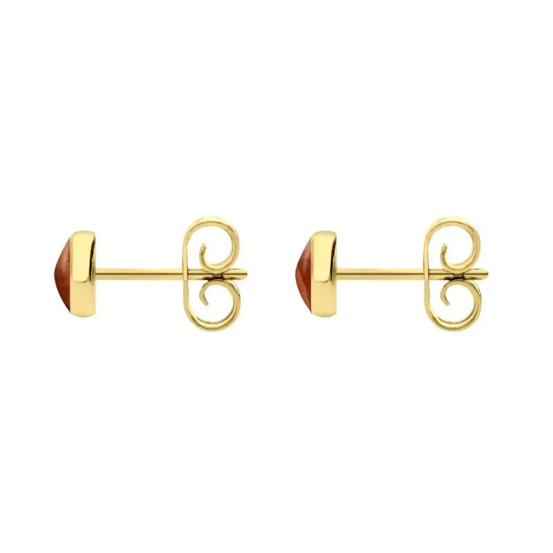 9ct Yellow Gold Jasper 5mm Classic Small Round Stud Earrings