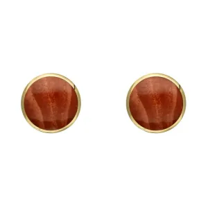 9ct Yellow Gold Jasper 5mm Classic Small Round Stud Earrings