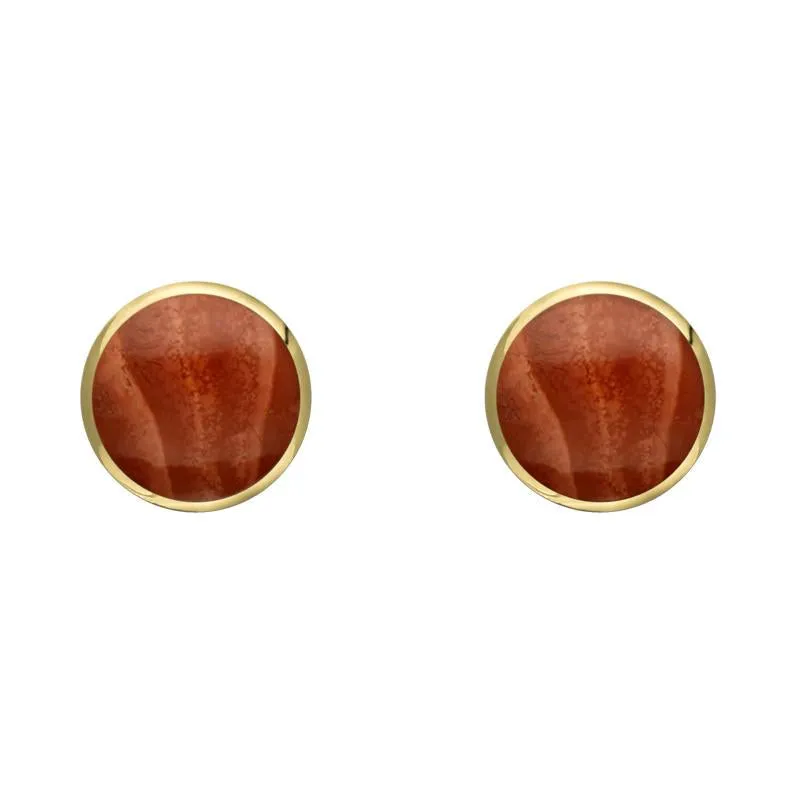 9ct Yellow Gold Jasper 5mm Classic Small Round Stud Earrings