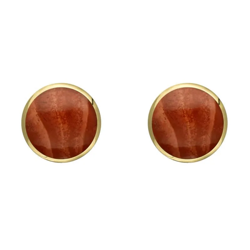 9ct Yellow Gold Jasper 6mm Classic Medium Round Stud Earrings
