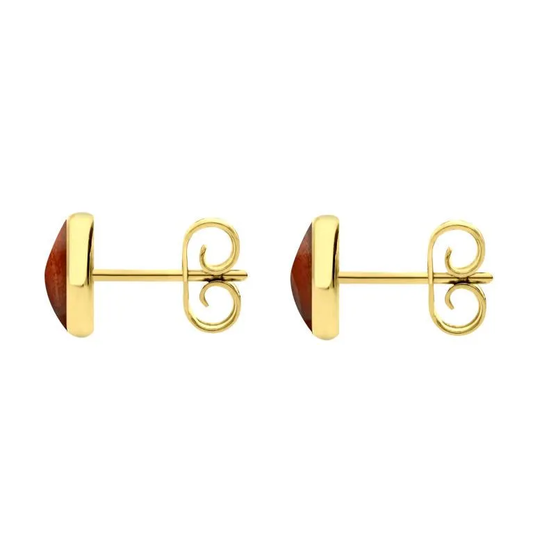 9ct Yellow Gold Jasper 6mm Classic Medium Round Stud Earrings