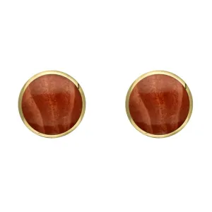 9ct Yellow Gold Jasper 6mm Classic Medium Round Stud Earrings