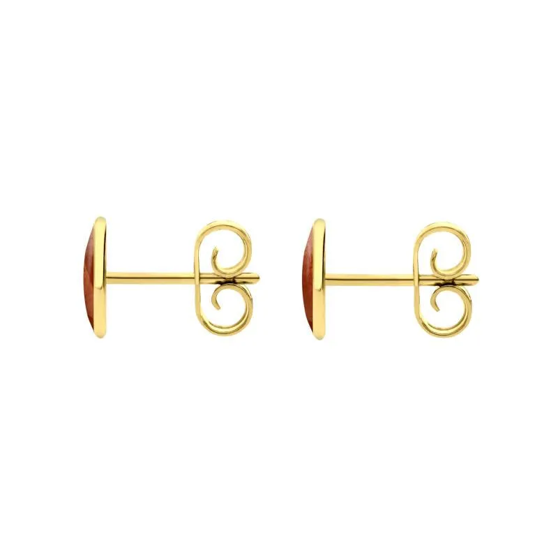 9ct Yellow Gold Jasper 7 x 5mm Classic Small Oval Stud Earrings