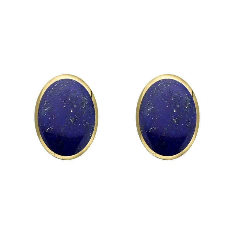 9ct Yellow Gold Lapis Lazuli 7 x 5mm Classic Small Oval Stud Earrings