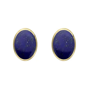 9ct Yellow Gold Lapis Lazuli 7 x 5mm Classic Small Oval Stud Earrings