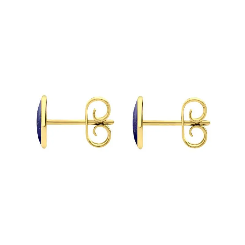 9ct Yellow Gold Lapis Lazuli 7 x 5mm Classic Small Oval Stud Earrings