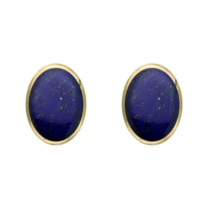 9ct Yellow Gold Lapis Lazuli 8 x 6mm Classic Medium Oval Stud Earrings