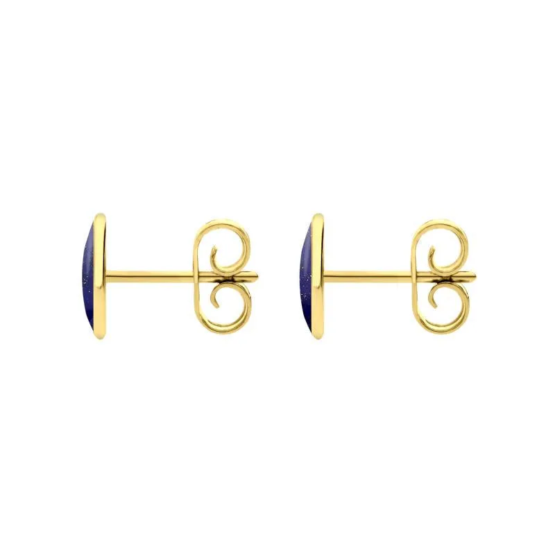 9ct Yellow Gold Lapis Lazuli 8 x 6mm Classic Medium Oval Stud Earrings