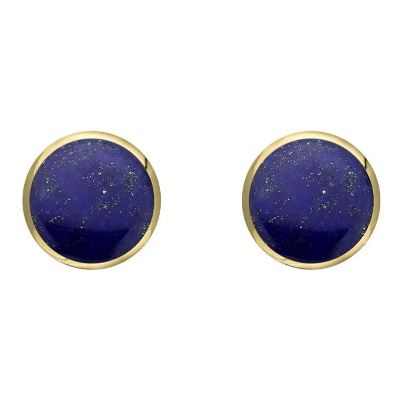 9ct Yellow Gold Lapis Lazuli 8mm Classic Large Round Stud Earrings