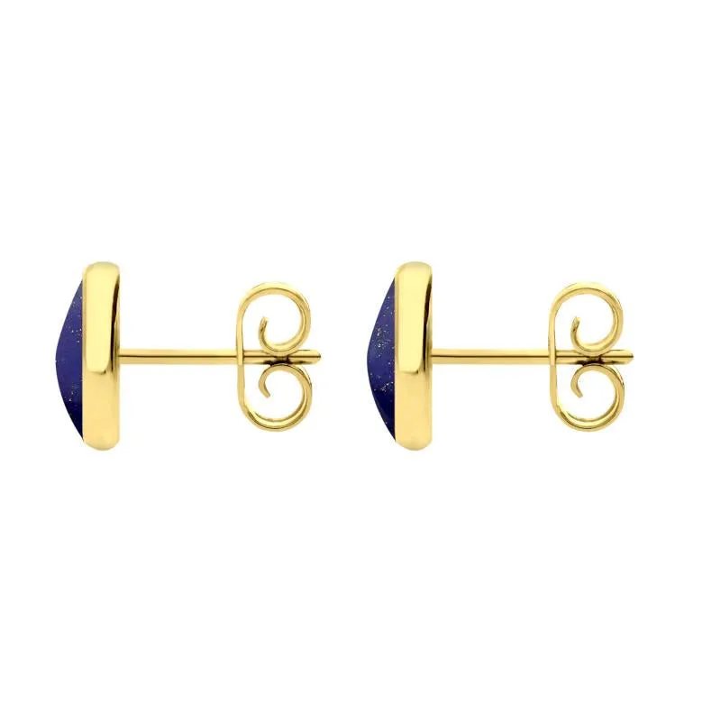 9ct Yellow Gold Lapis Lazuli 8mm Classic Large Round Stud Earrings