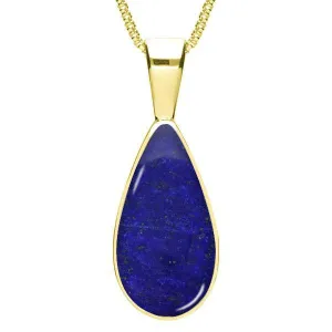 9ct Yellow Gold Lapis Lazuli Classic Teardrop Necklace