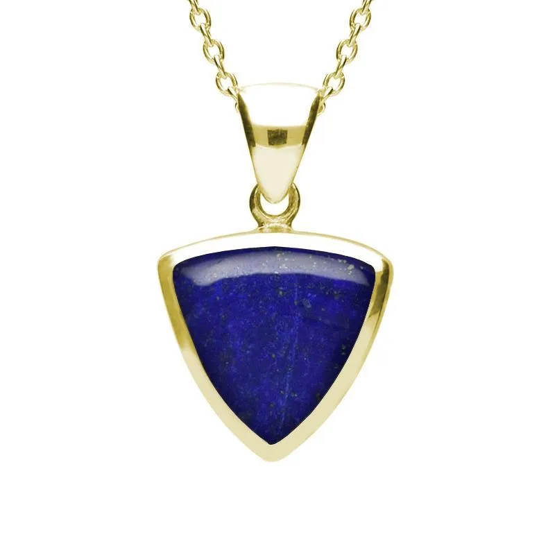 9ct Yellow Gold Lapis Lazuli Curved Triangle Necklace