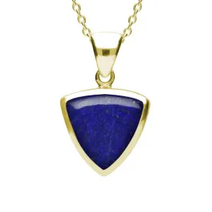 9ct Yellow Gold Lapis Lazuli Curved Triangle Necklace