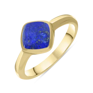 9ct Yellow Gold Lapis Lazuli Cushion Ring