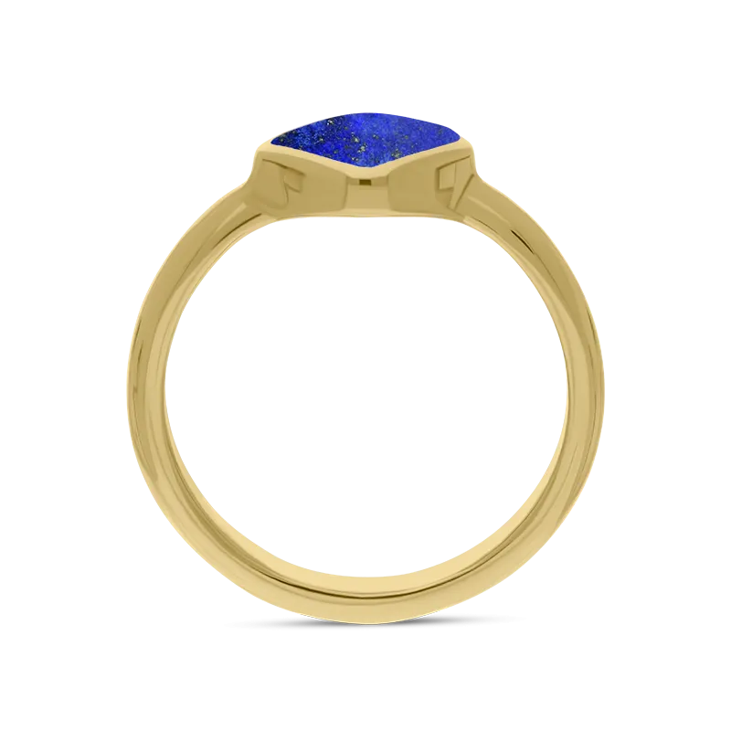 9ct Yellow Gold Lapis Lazuli Cushion Ring