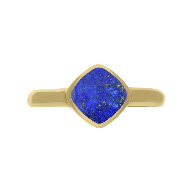 9ct Yellow Gold Lapis Lazuli Cushion Ring
