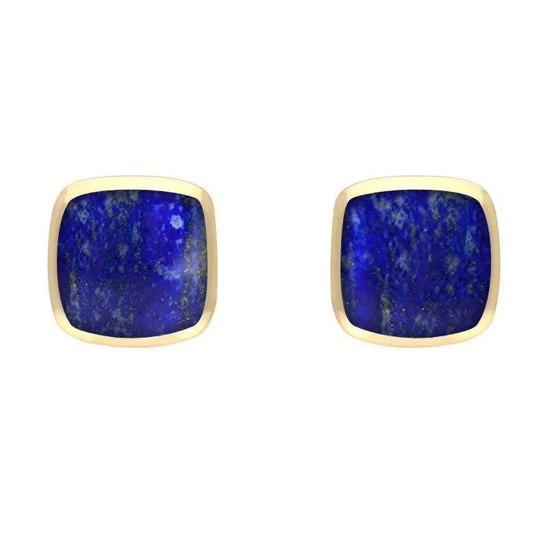 9ct Yellow Gold Lapis Lazuli Dinky Cushion Stud Earrings