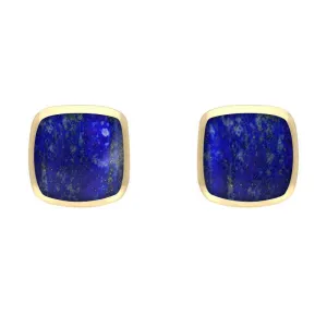 9ct Yellow Gold Lapis Lazuli Dinky Cushion Stud Earrings