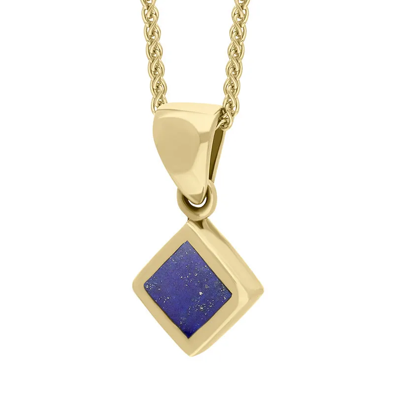 9ct Yellow Gold Lapis Lazuli Dinky Square Necklace