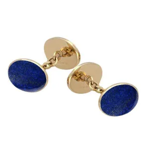 9ct Yellow Gold Lapis Lazuli Four Stone Chain Cufflinks
