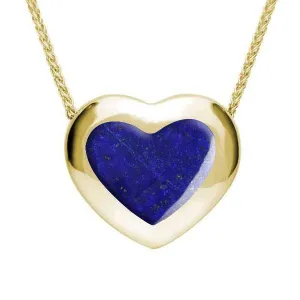 9ct Yellow Gold Lapis Lazuli Framed Heart Necklace