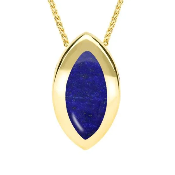 9ct Yellow Gold Lapis Lazuli Framed Marquise Necklace