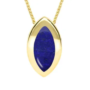 9ct Yellow Gold Lapis Lazuli Framed Marquise Necklace