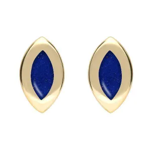 9ct Yellow Gold Lapis Lazuli Framed Marquise Stud Earrings