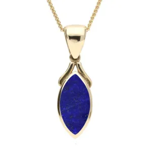 9ct Yellow Gold Lapis Lazuli Marquise Necklace