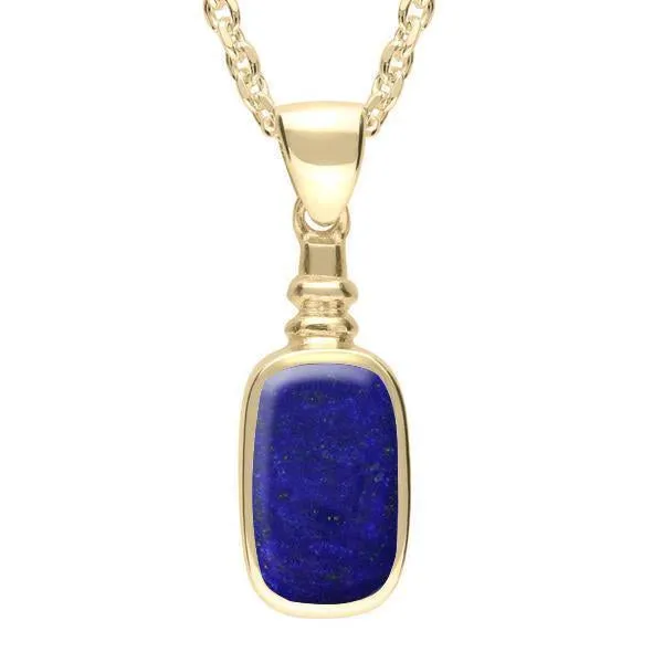 9ct Yellow Gold Lapis Lazuli Oblong Bottle Top Necklace