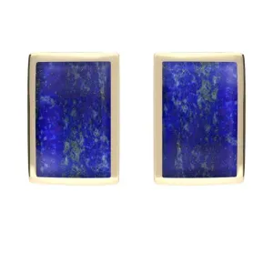 9ct Yellow Gold Lapis Lazuli Oblong Stud Earrings