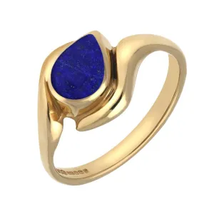 9ct Yellow Gold Lapis Lazuli Offset Pear Ring